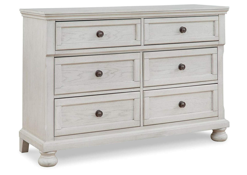 Robbinsdale California King Panel Bed with Dresser angled view