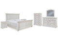 Robbinsdale Queen Panel Bed with Mirrored Dresser, Chest and 2 Nightstands