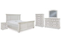 Robbinsdale California King Panel Bed with Mirrored Dresser, Chest and Nightstand
