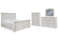 Robbinsdale California King Panel Bed with Mirrored Dresser and Chest
