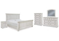 Robbinsdale King Panel Bed with Mirrored Dresser, Chest and Nightstand