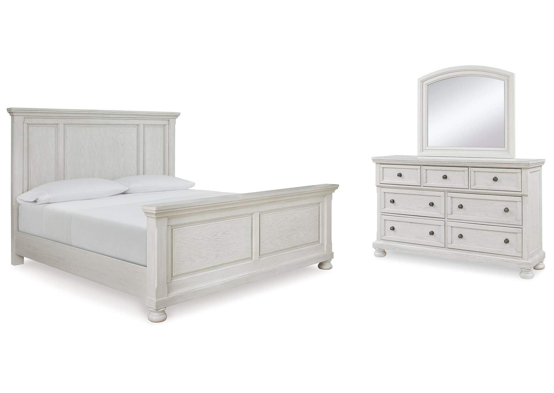 Robbinsdale Queen Panel Bed with Mirrored Dresser