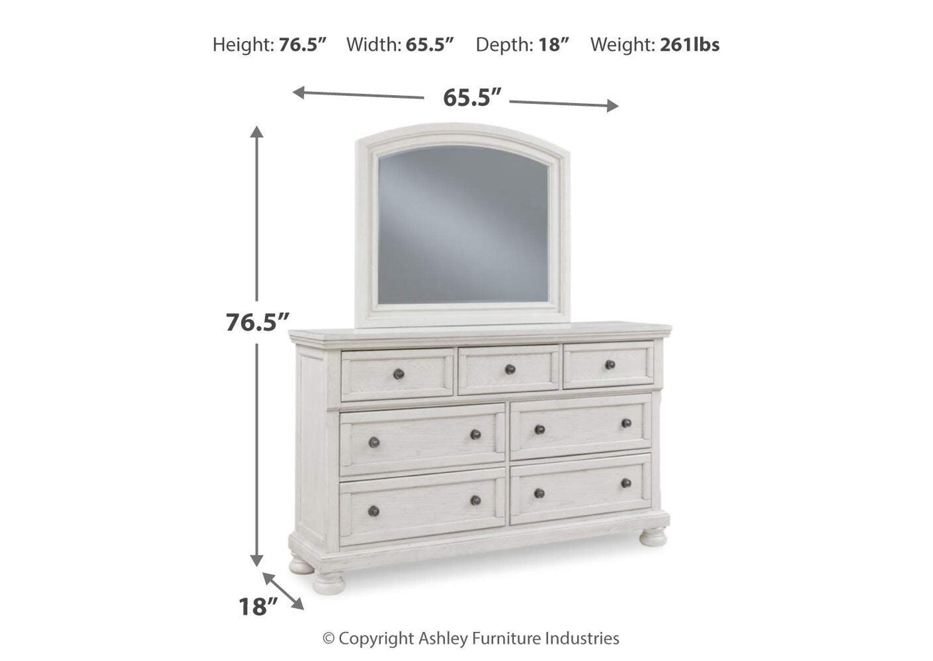 Robbinsdale Dresser and Mirror dimensions