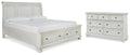 Robbinsdale Queen Sleigh Bed with Storage with Dresser — complete set