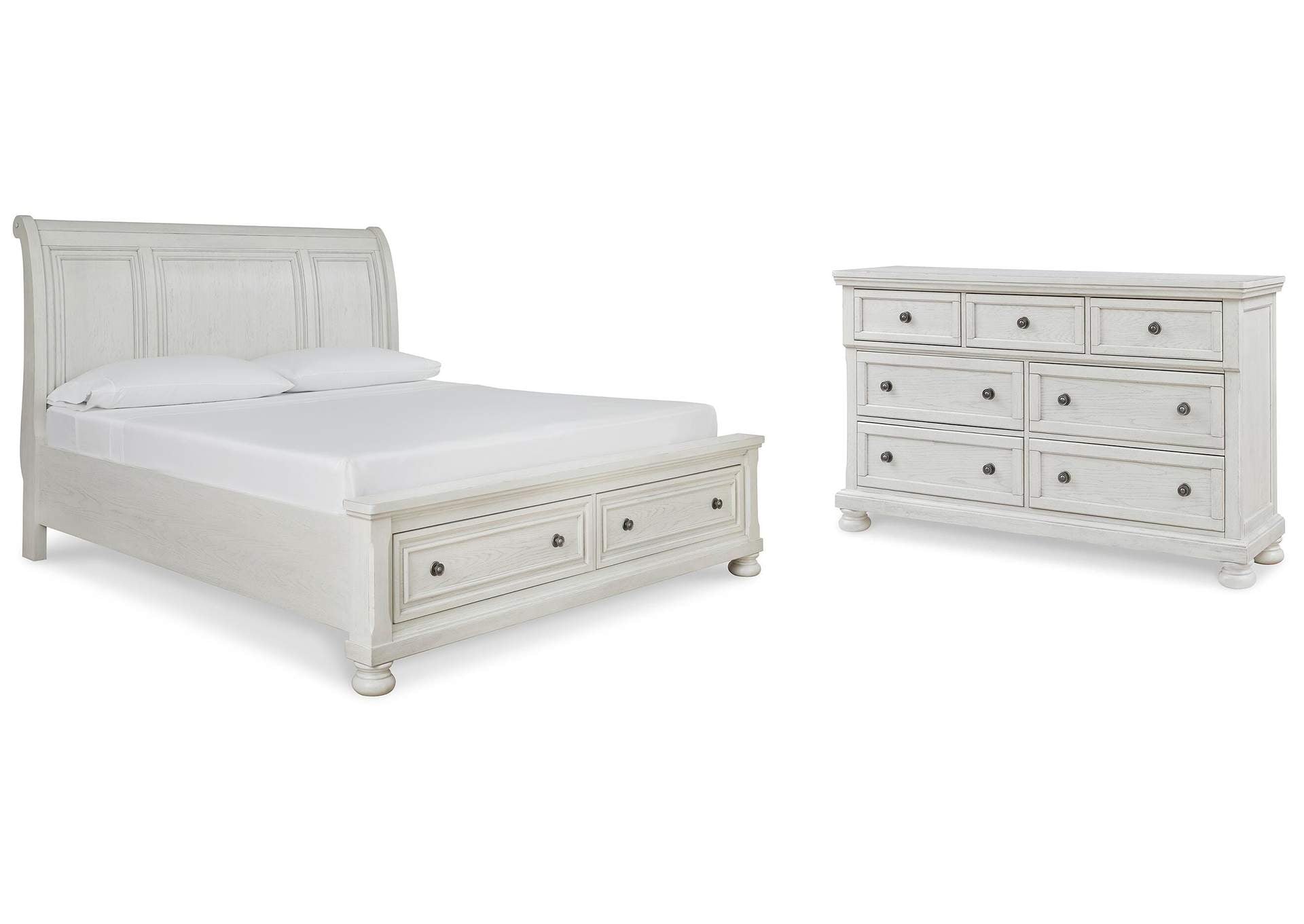 Robbinsdale California King Sleigh Bed with Storage with Dresser