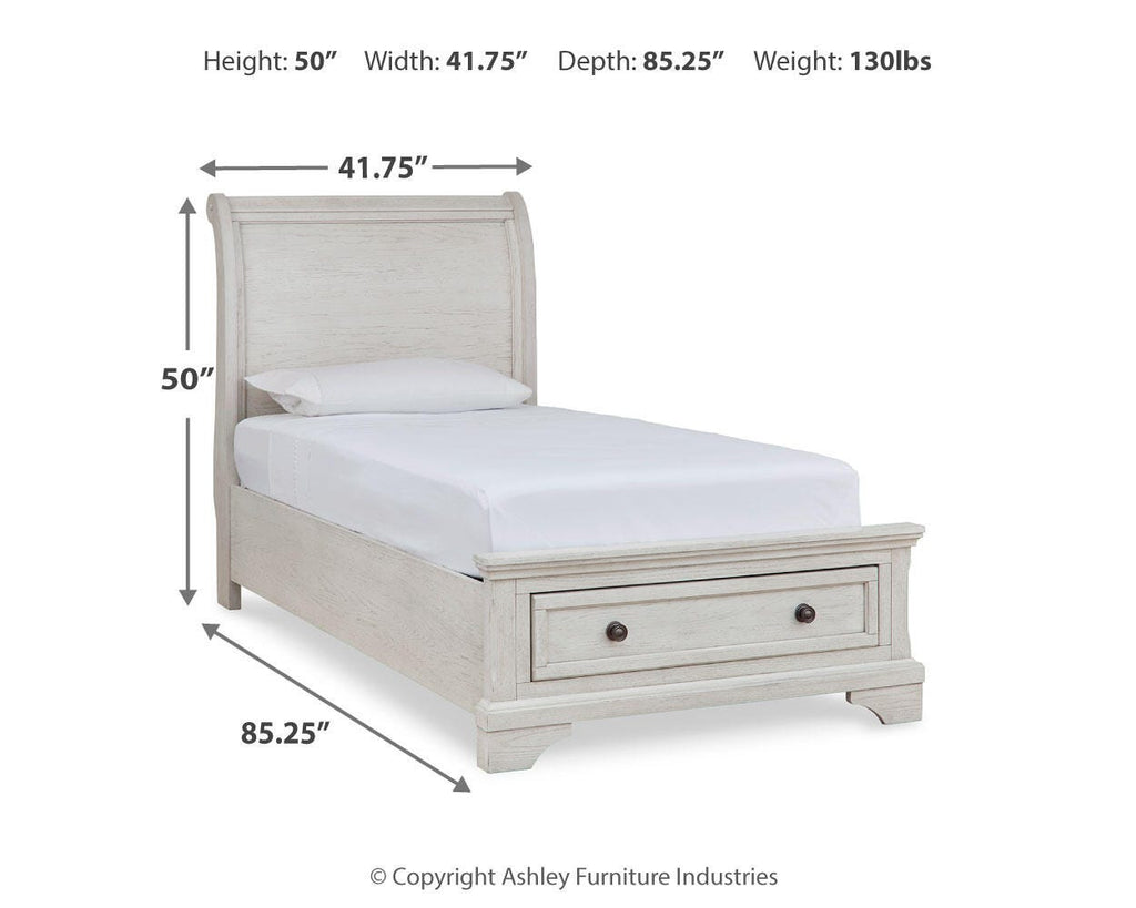 Robbinsdale Twin Sleigh Storage Bed in Antique White, alternate view 7