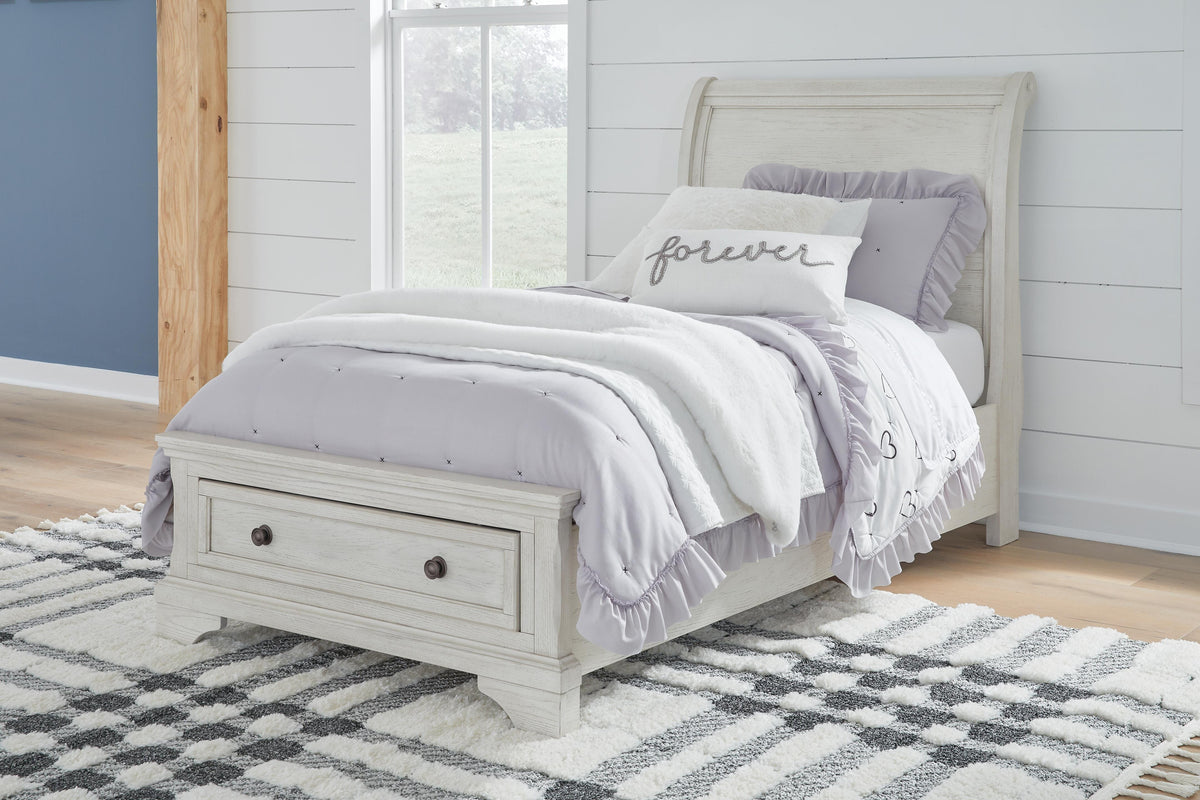 Robbinsdale Twin Sleigh Storage Bed in Antique White, alternate view 3