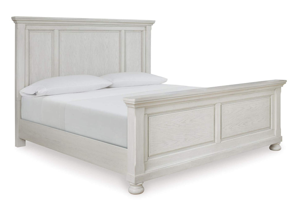 Robbinsdale Queen Panel Bed with Mirrored Dresser, Chest and Nightstand angled view
