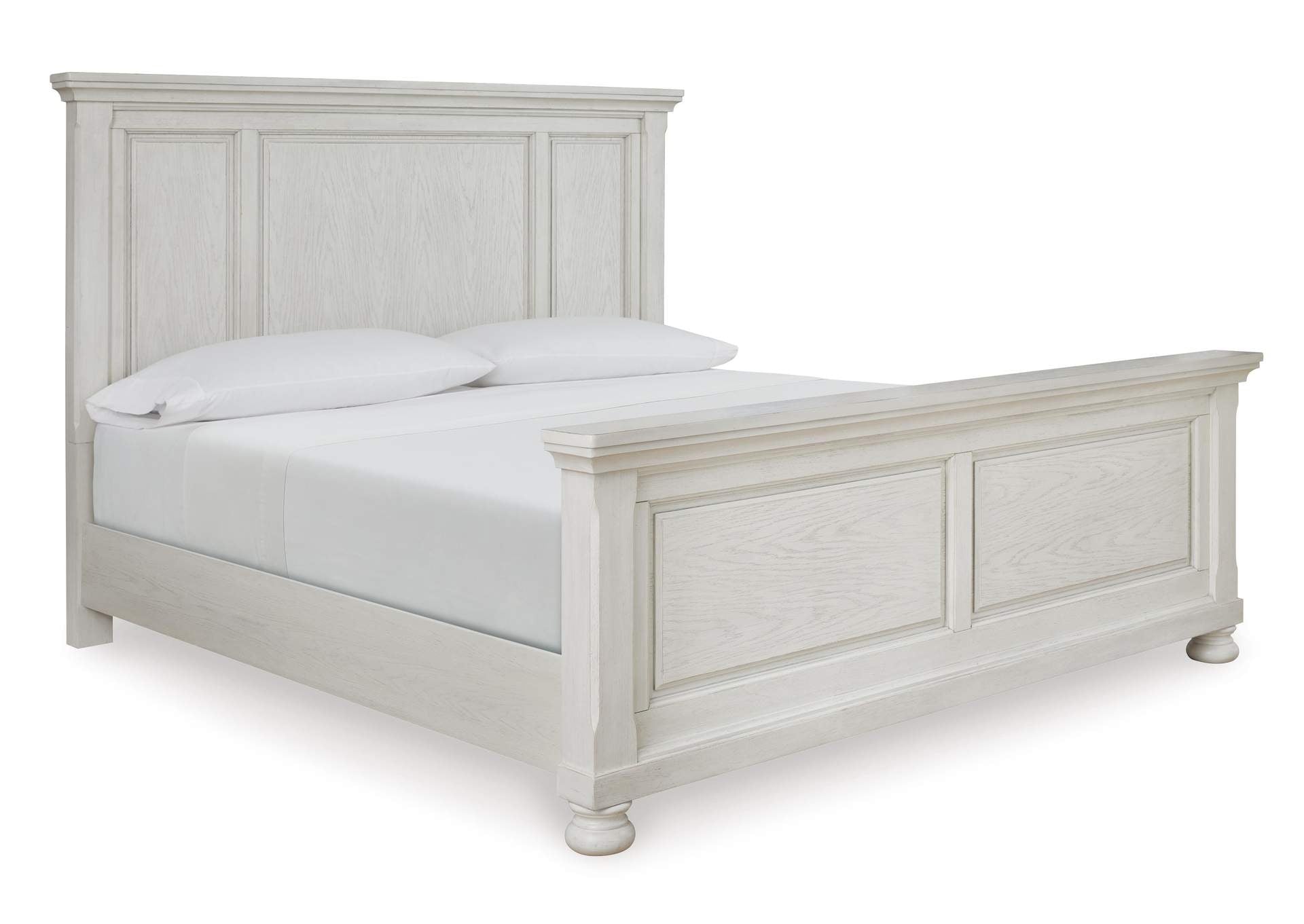 Robbinsdale California King Panel Bed with Mirrored Dresser, Chest and 2 Nightstands angled view
