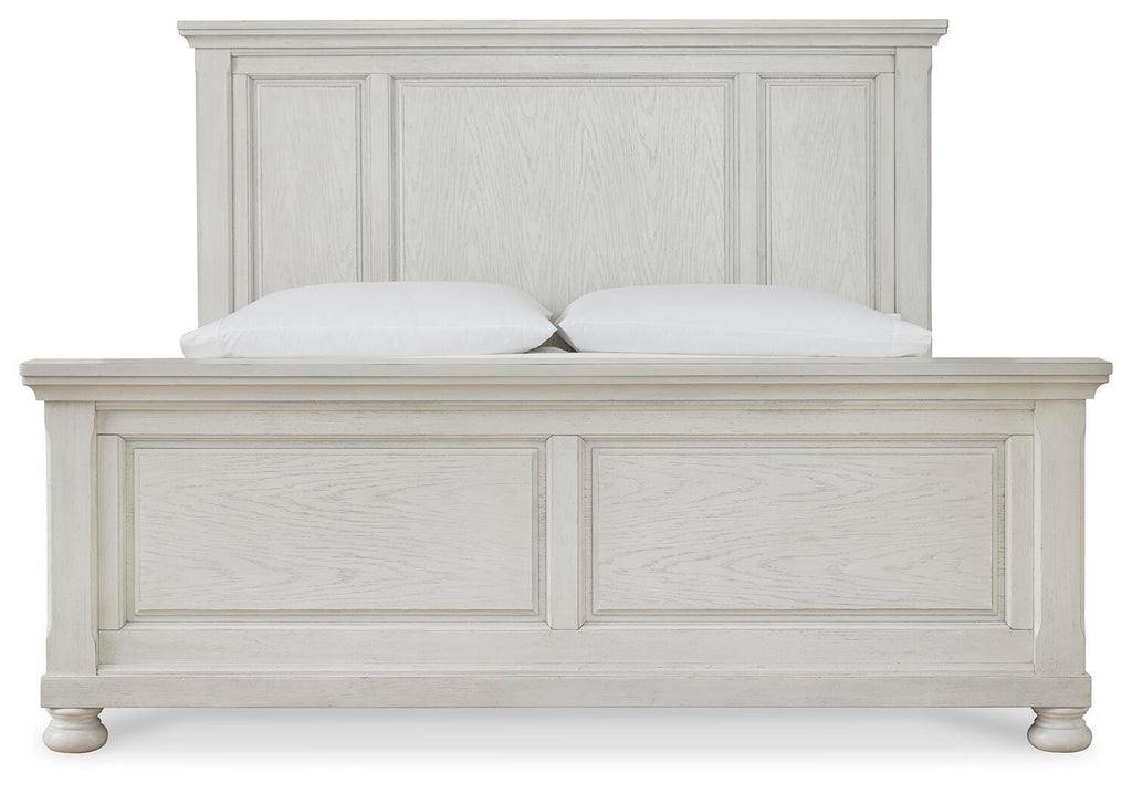Robbinsdale Queen Panel Bed in Antique White, front view
