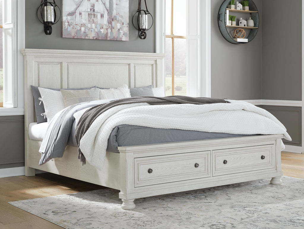 Robbinsdale Queen Panel Storage Bed in Antique White, alternate view 2