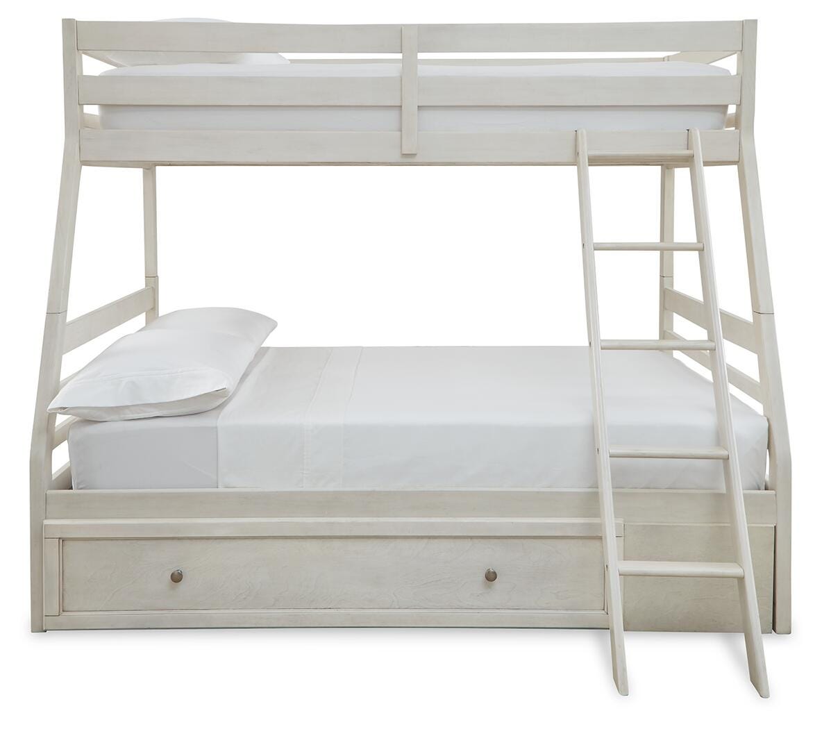 Robbinsdale Twin over Full Bunk Bed with Storage in Antique White, front view