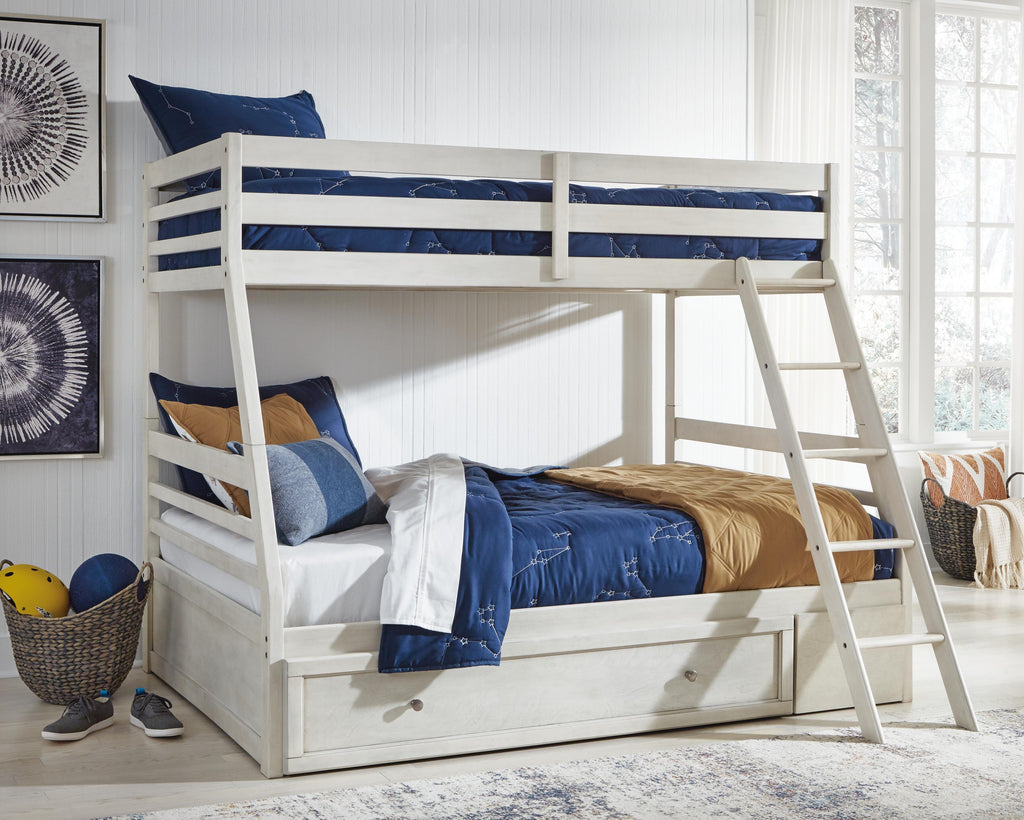 Robbinsdale Twin over Full Bunk Bed with Storage in Antique White, alternate view 2