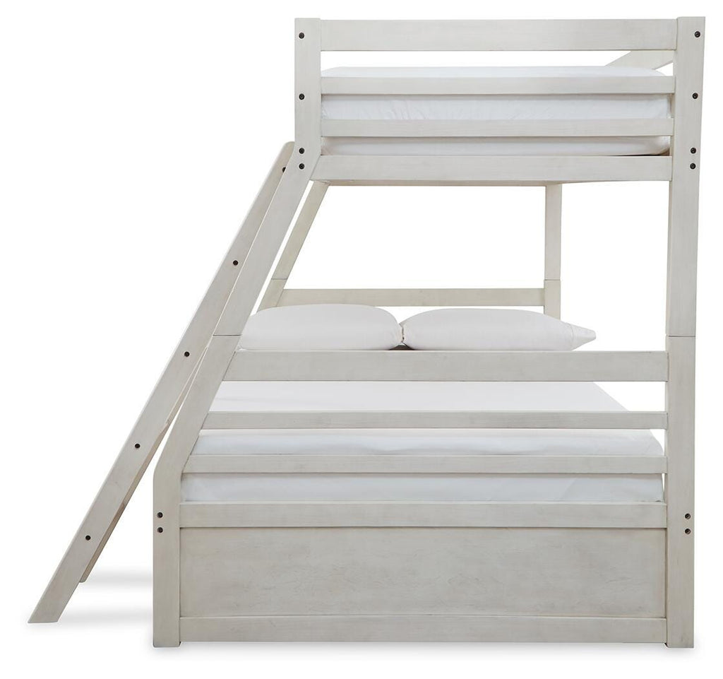 Robbinsdale Twin over Full Bunk Bed in Antique White, side view