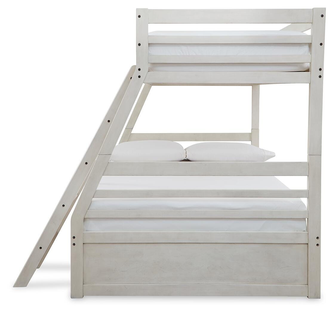 Robbinsdale Twin over Full Bunk Bed in Antique White, side view