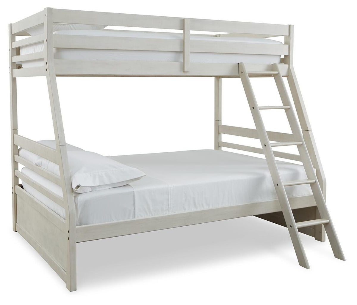 Robbinsdale Twin over Full Bunk Bed in Antique White, angle view
