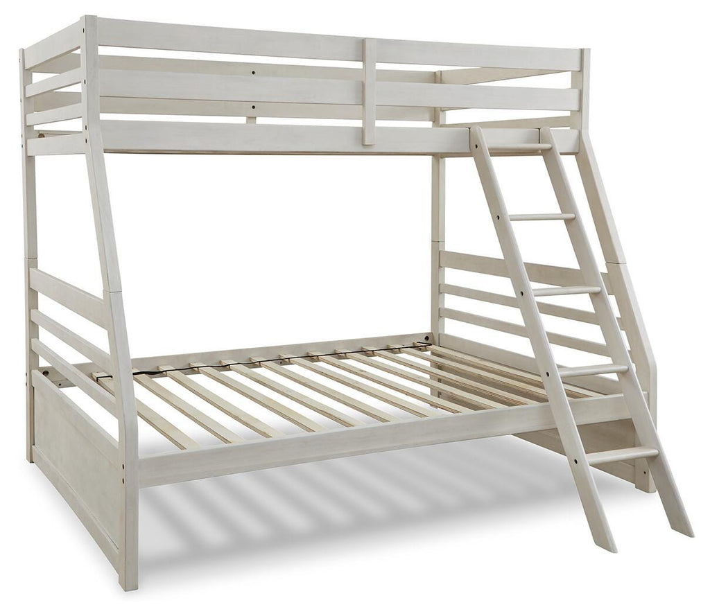 Robbinsdale Twin over Full Bunk Bed in Antique White, angle view