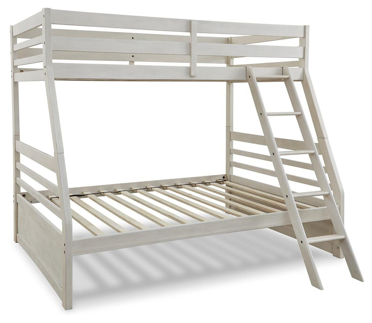 Robbinsdale Twin over Full Bunk Bed in Antique White, angle view