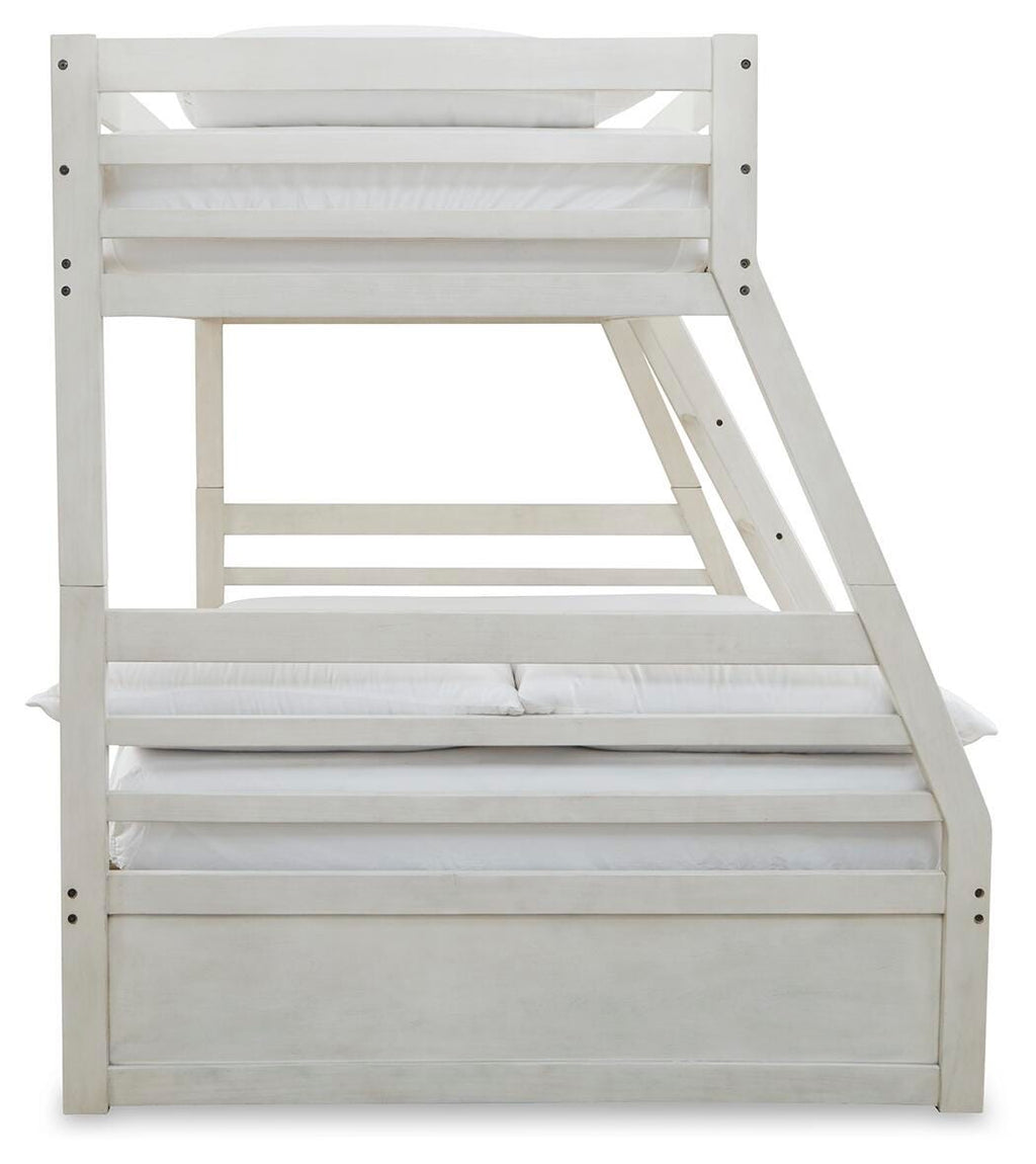 Robbinsdale Twin over Full Bunk Bed in Antique White, side view