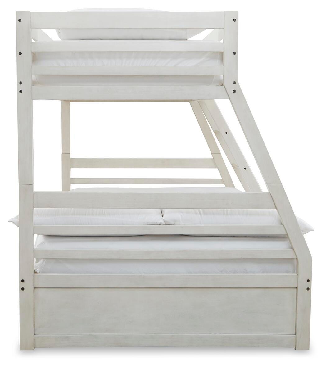 Robbinsdale Twin over Full Bunk Bed in Antique White, side view