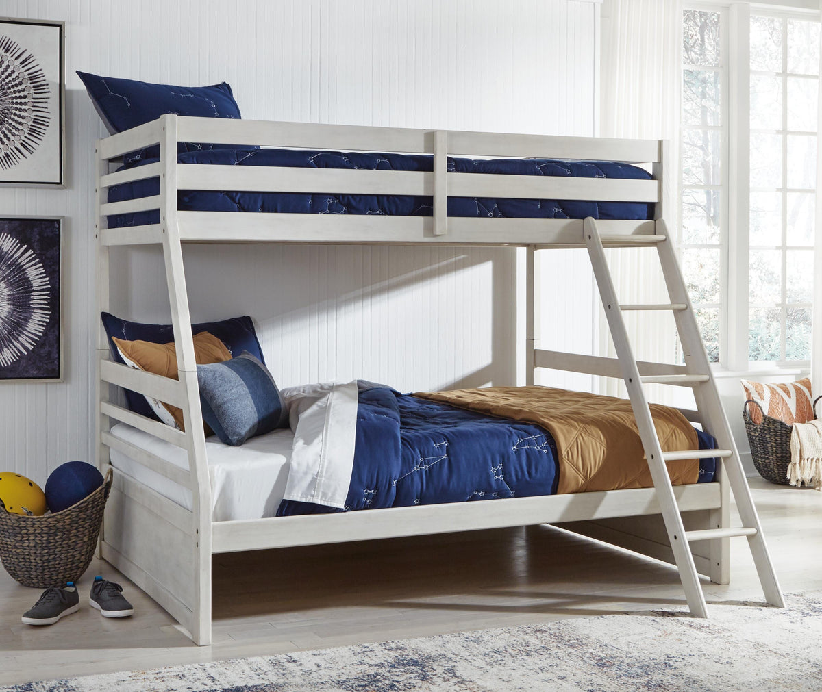 Robbinsdale Twin over Full Bunk Bed in Antique White, alternate view 2
