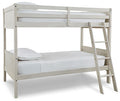 Robbinsdale Twin/Twin Bunk Bed with Ladder in Antique White, angle view