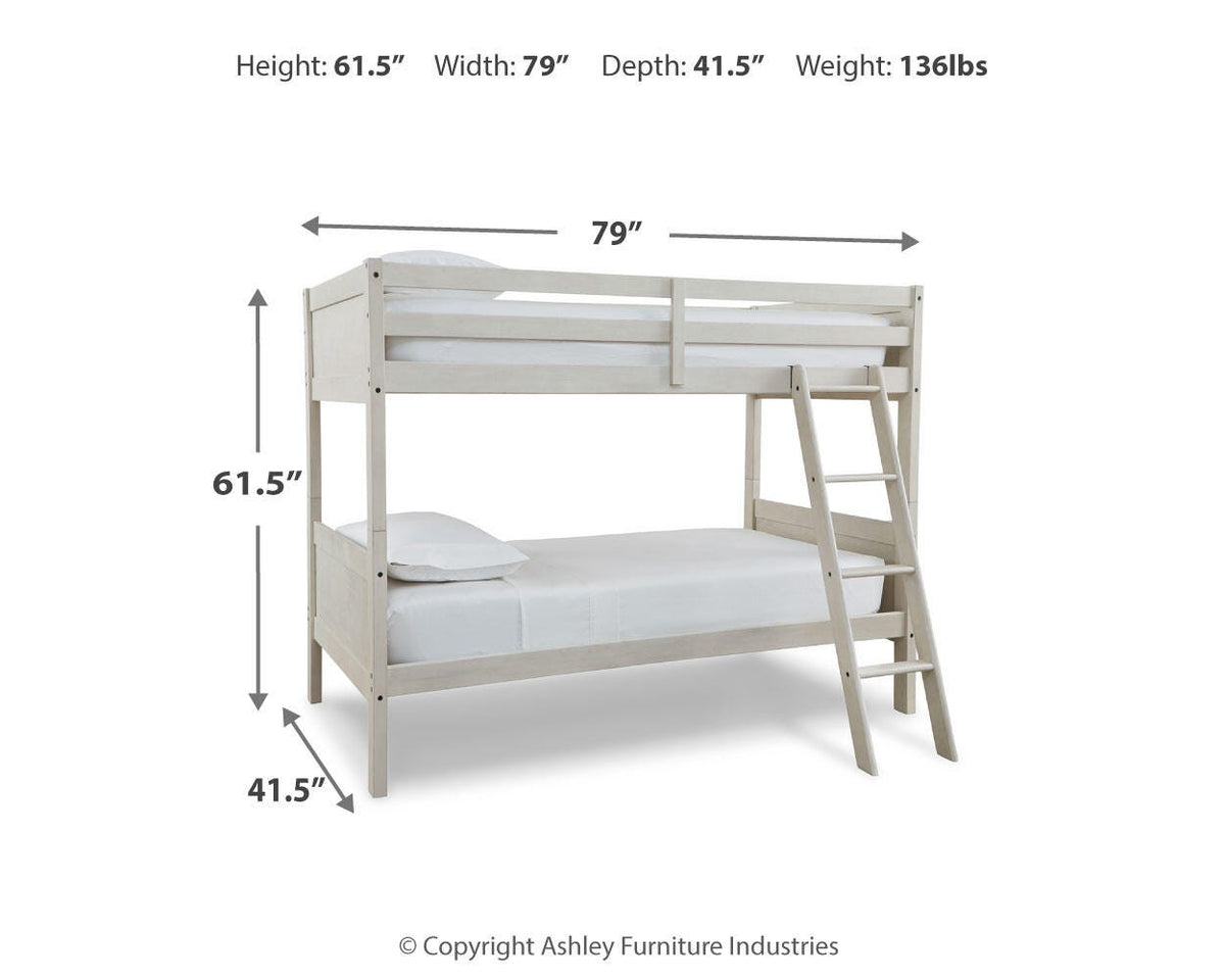 Robbinsdale Twin/Twin Bunk Bed with Ladder in Antique White, alternate view 9