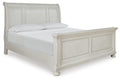 Robbinsdale King Sleigh Bed in Antique White, angle view