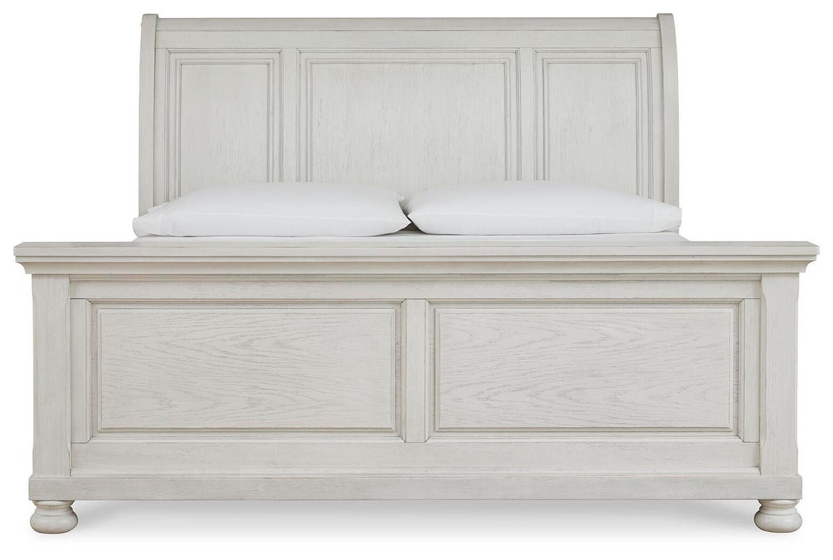 Robbinsdale King Sleigh Bed in Antique White, front view