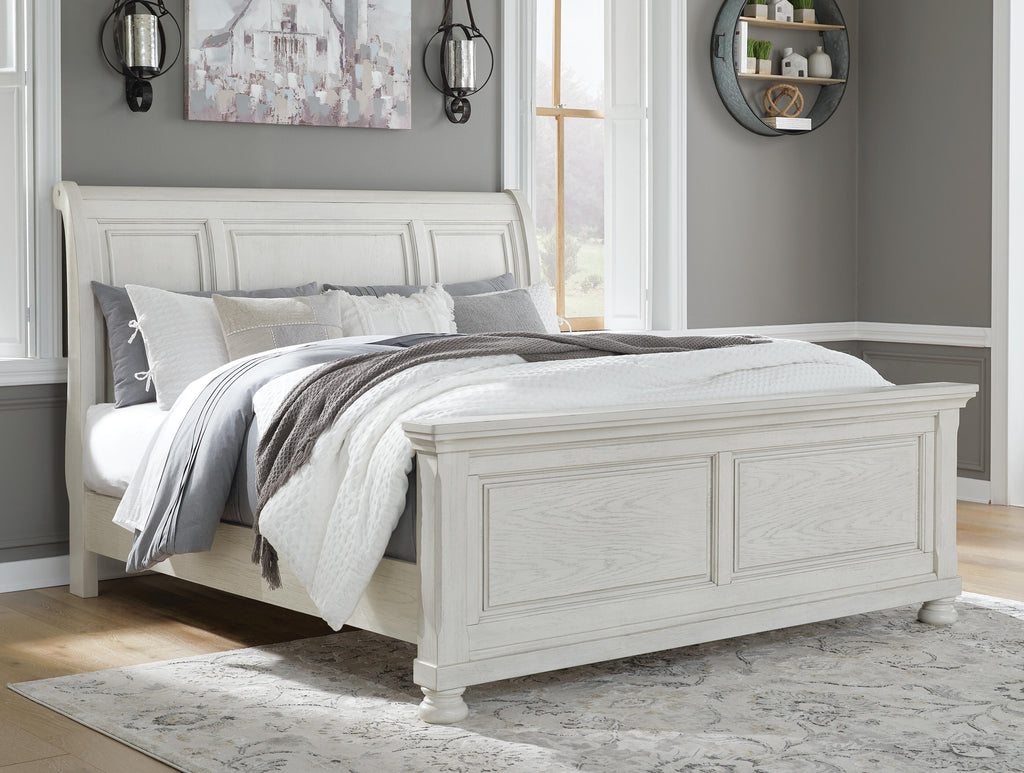 Robbinsdale King Sleigh Bed in Antique White, alternate view 2