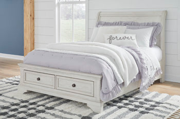 Robbinsdale Full Sleigh Storage Bed in Antique White