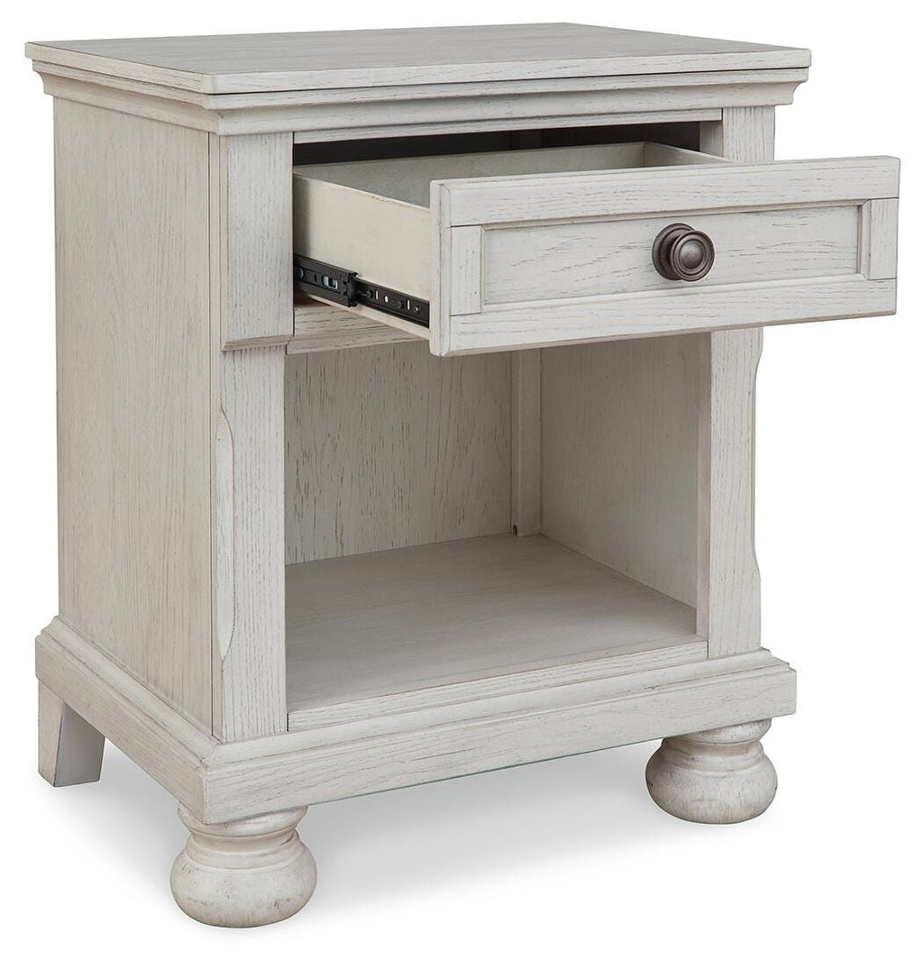 Robbinsdale Nightstand in Antique White, open view