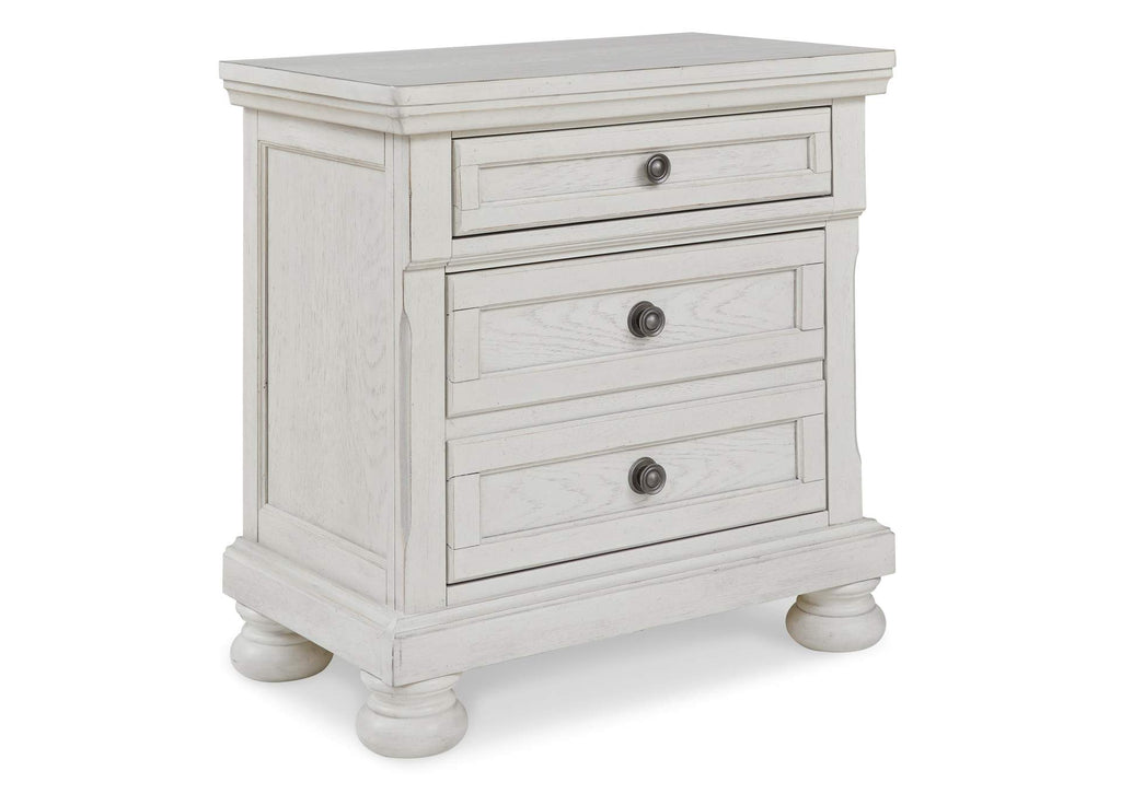 Robbinsdale Queen Panel Bed with Mirrored Dresser, Chest and Nightstand angled view
