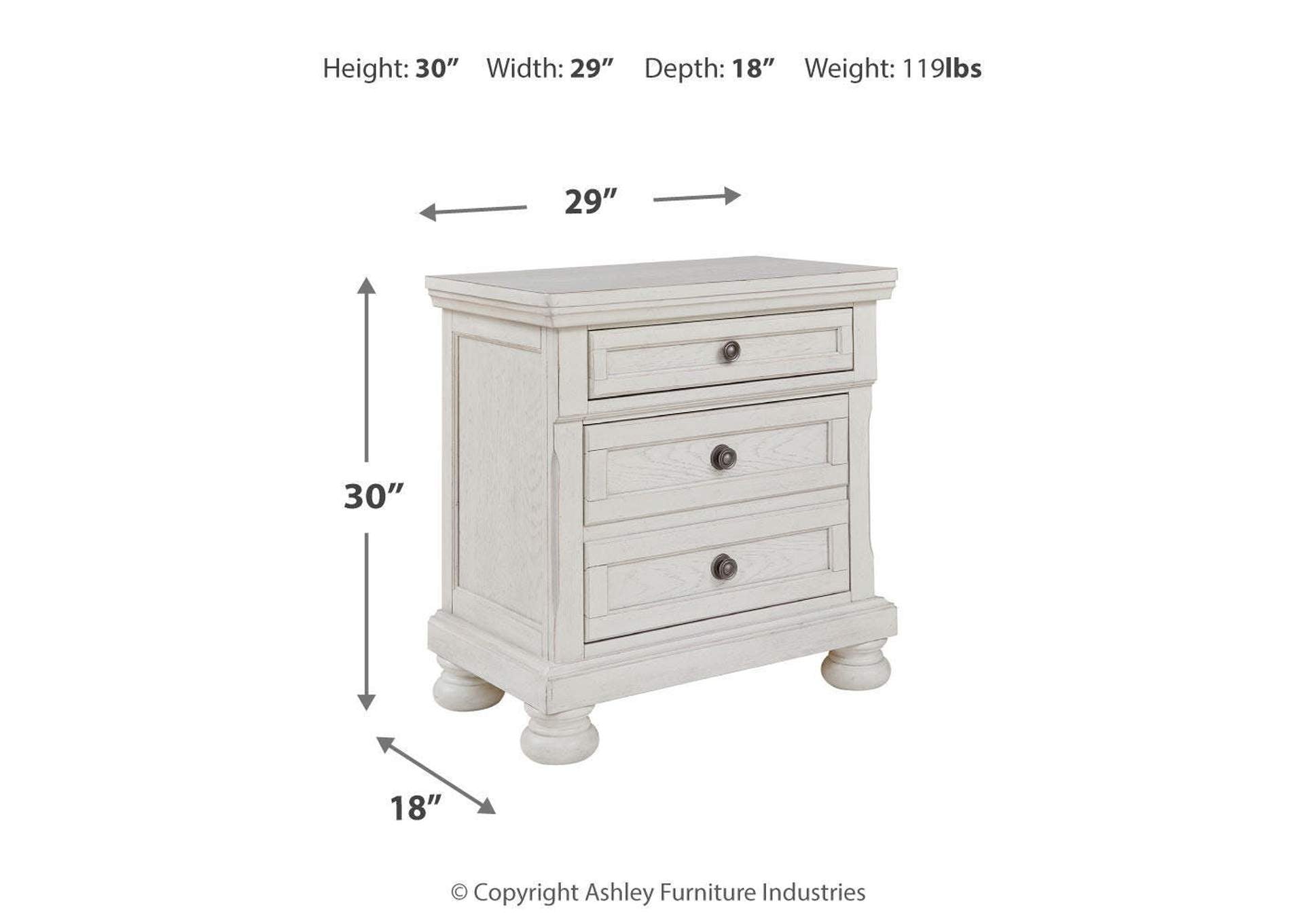Robbinsdale Full Storage Bed and Nightstand dimensions