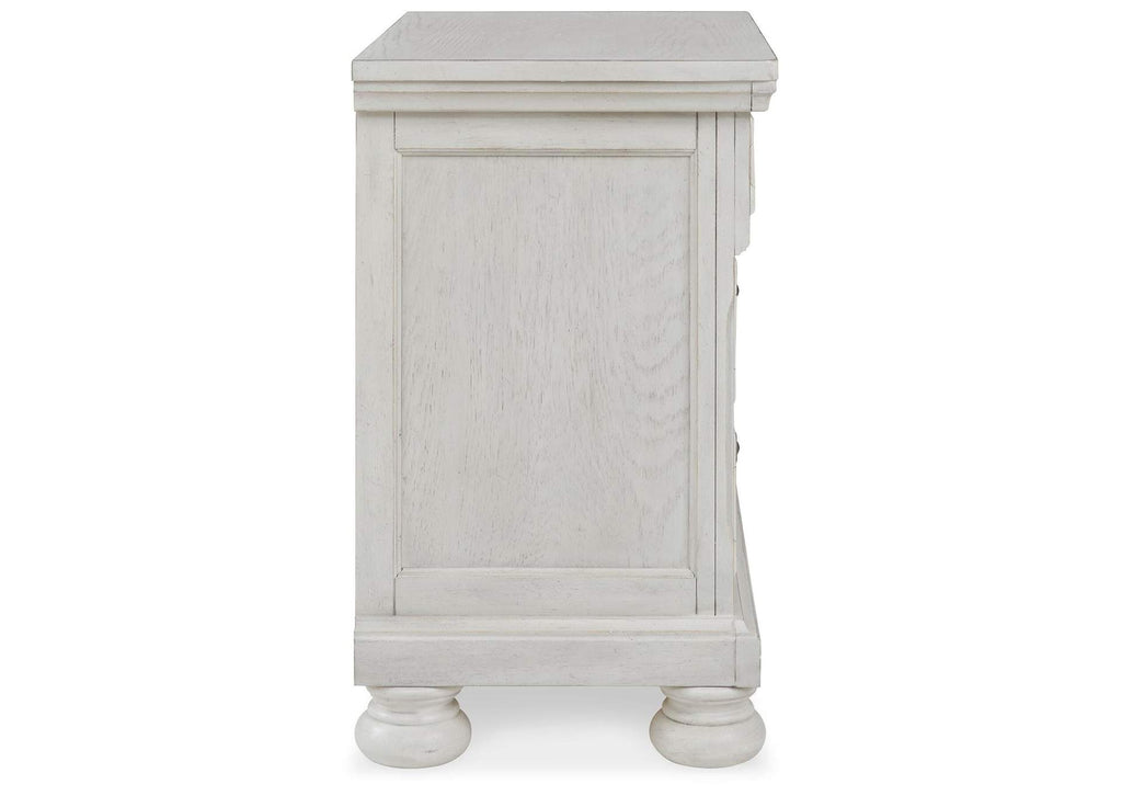 Robbinsdale Full Storage Bed and Nightstand side view
