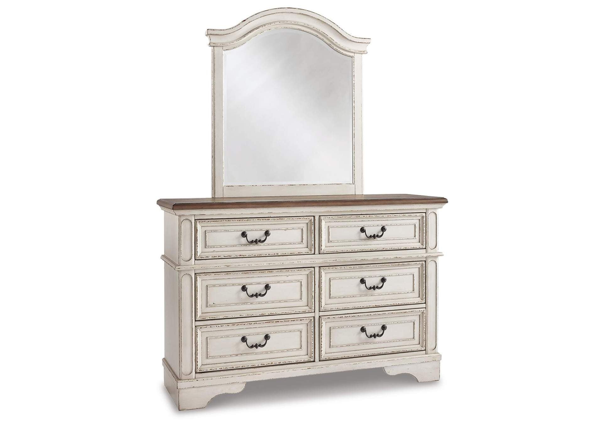 Realyn Full Panel Bed with Mirrored Dresser and Chest angled view
