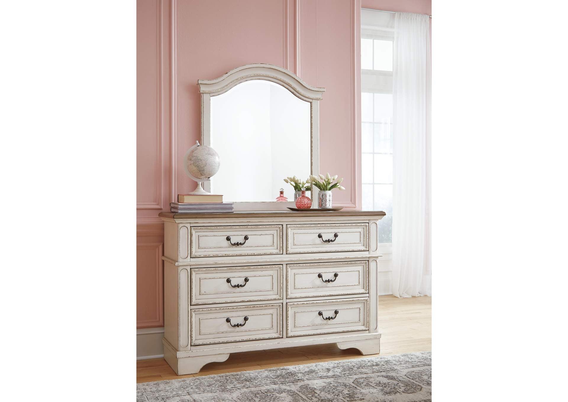 Realyn Twin Panel Bed with Mirrored Dresser and 2 Nightstands