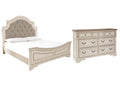 Realyn California King Upholstered Panel Bed with Dresser