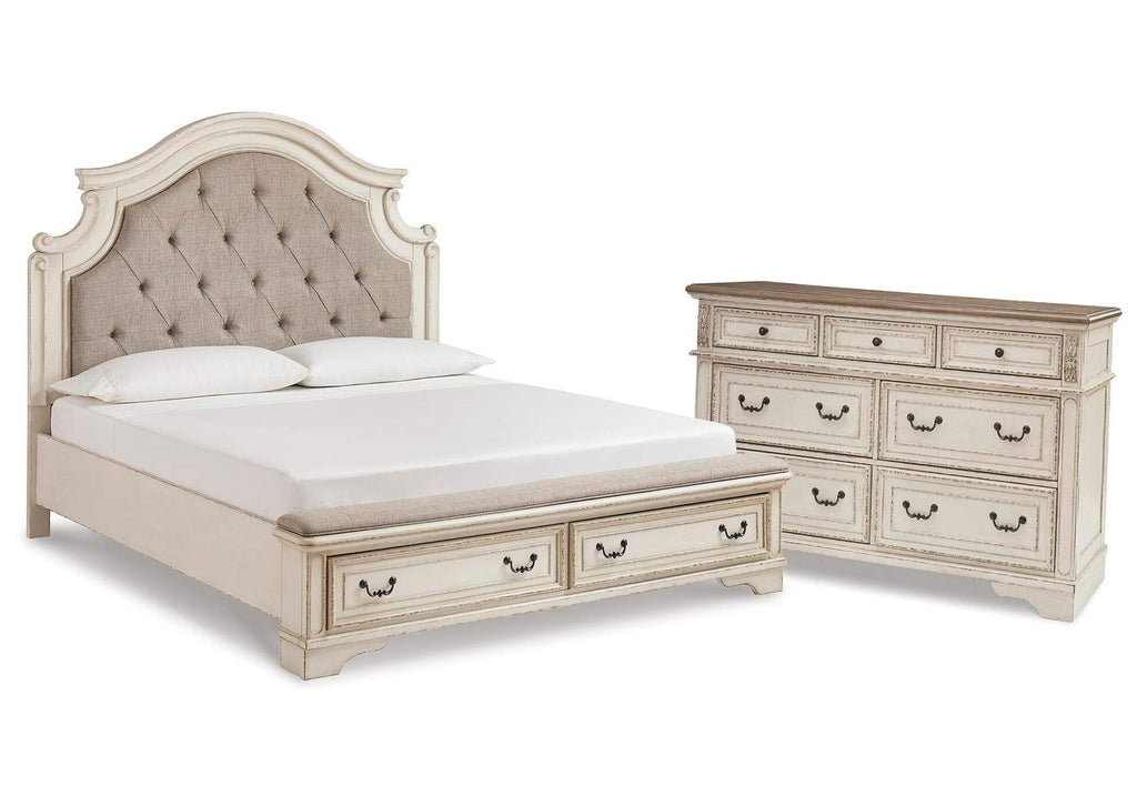Realyn King Upholstered Bed with Dresser