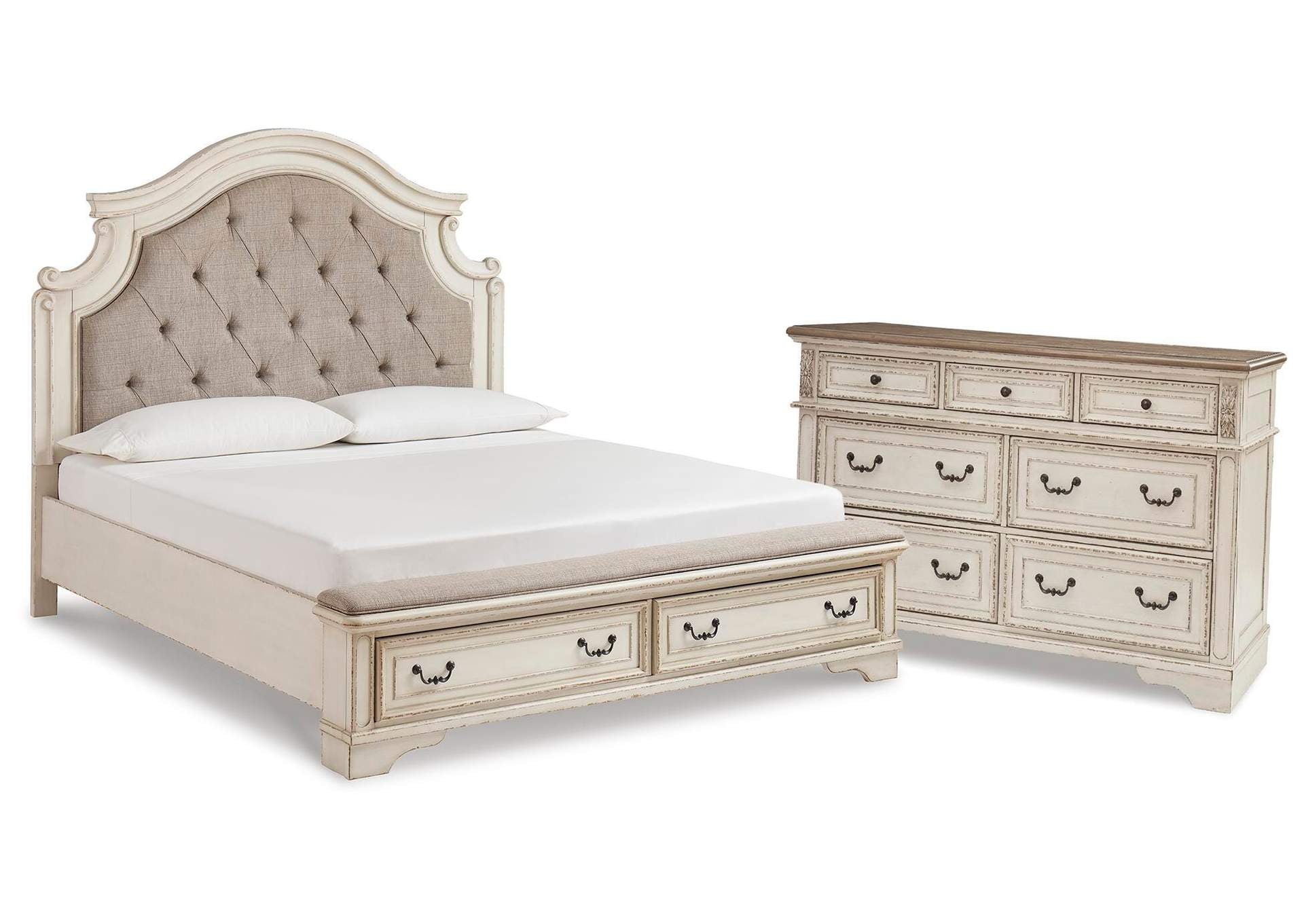 Realyn King Upholstered Bed with Dresser