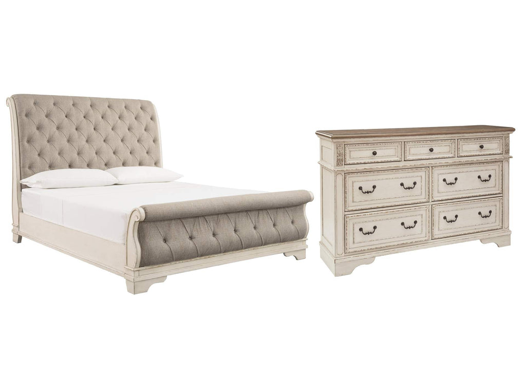 Realyn California King Sleigh Bed with Dresser
