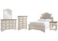 Realyn Full Panel Bed with Mirrored Dresser, Chest and Nightstand