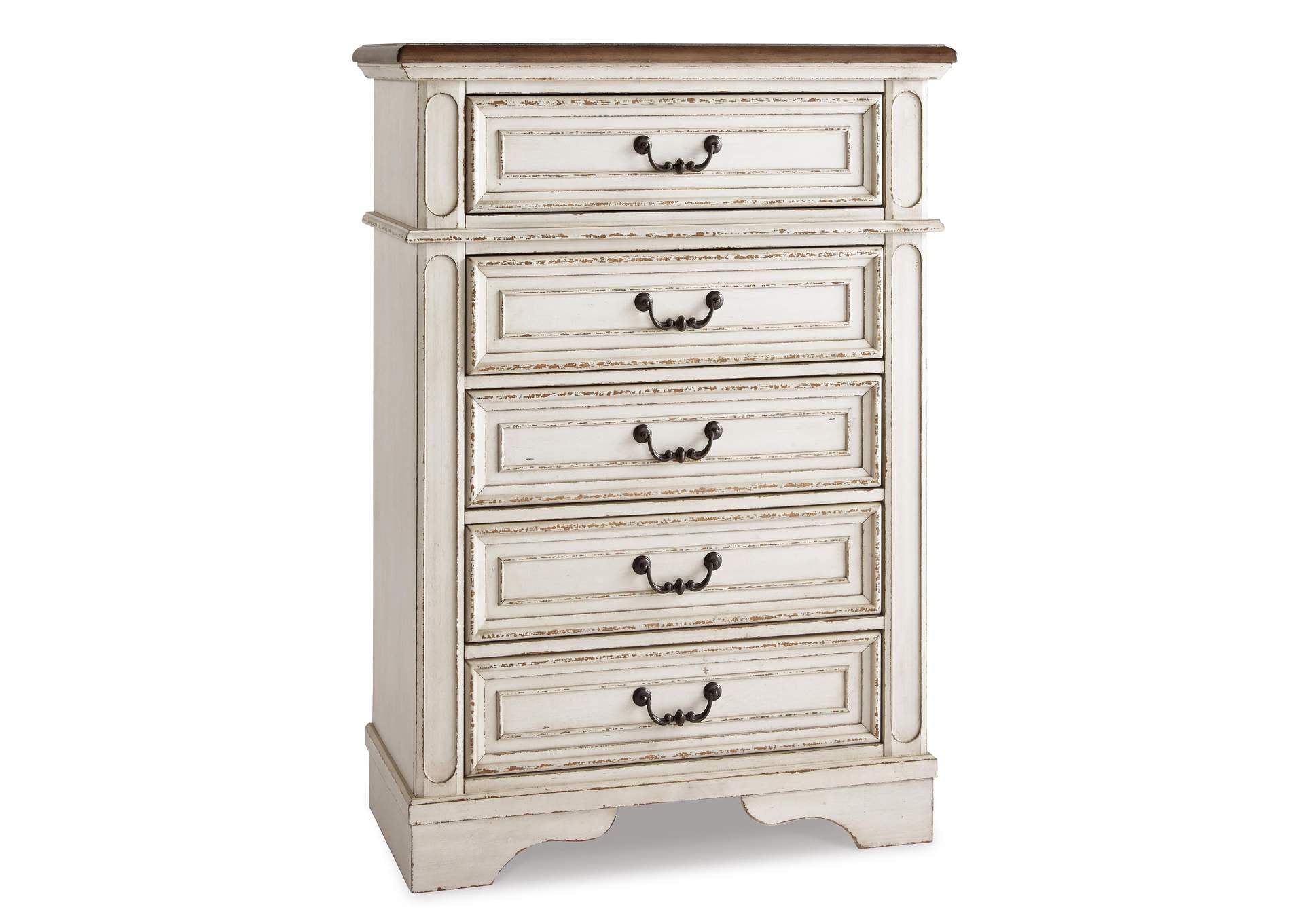 Realyn Twin Panel Bed with Mirrored Dresser and Chest angled view