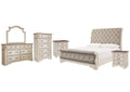 Realyn Queen Sleigh Bed with Mirrored Dresser, Chest and 2 Nightstands