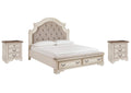 Realyn Queen Upholstered Bed with 2 Nightstands