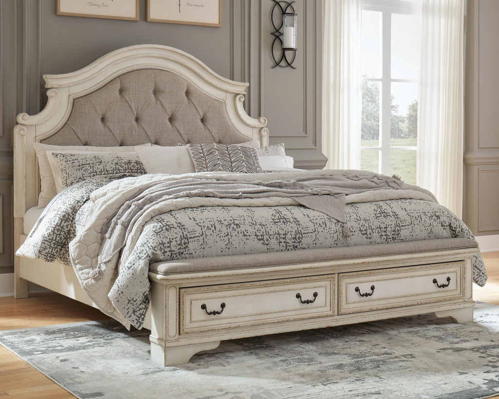 Realyn King Upholstered Storage Bed in Two-tone, lifestyle view