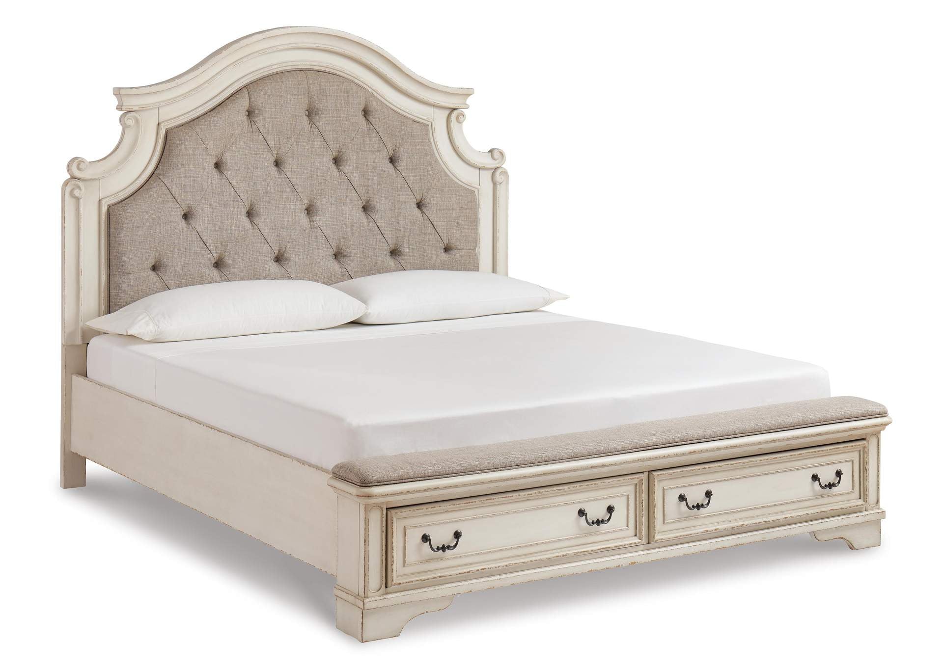 Realyn King Upholstered Bed with Dresser angled view