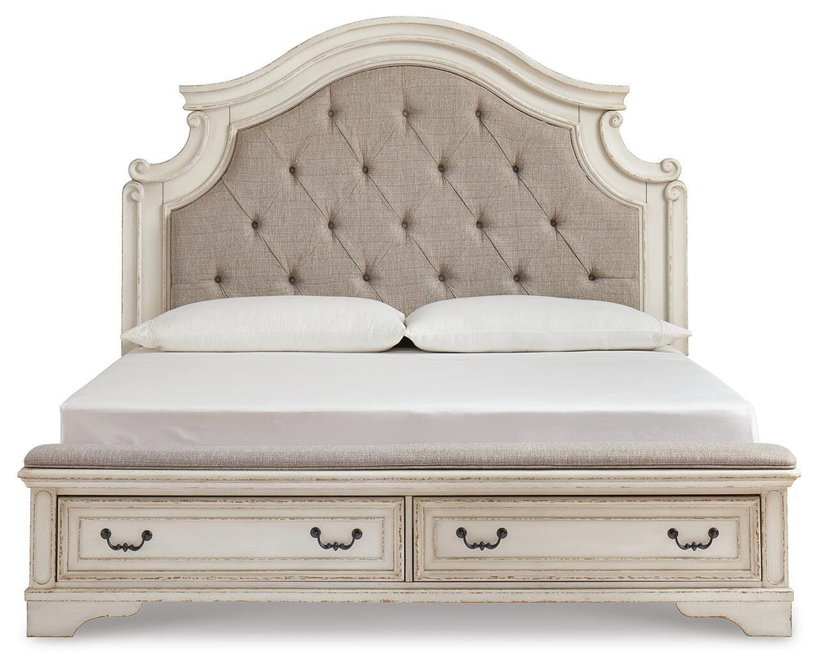 Realyn California King Upholstered Storage Bed in Two-tone, front view