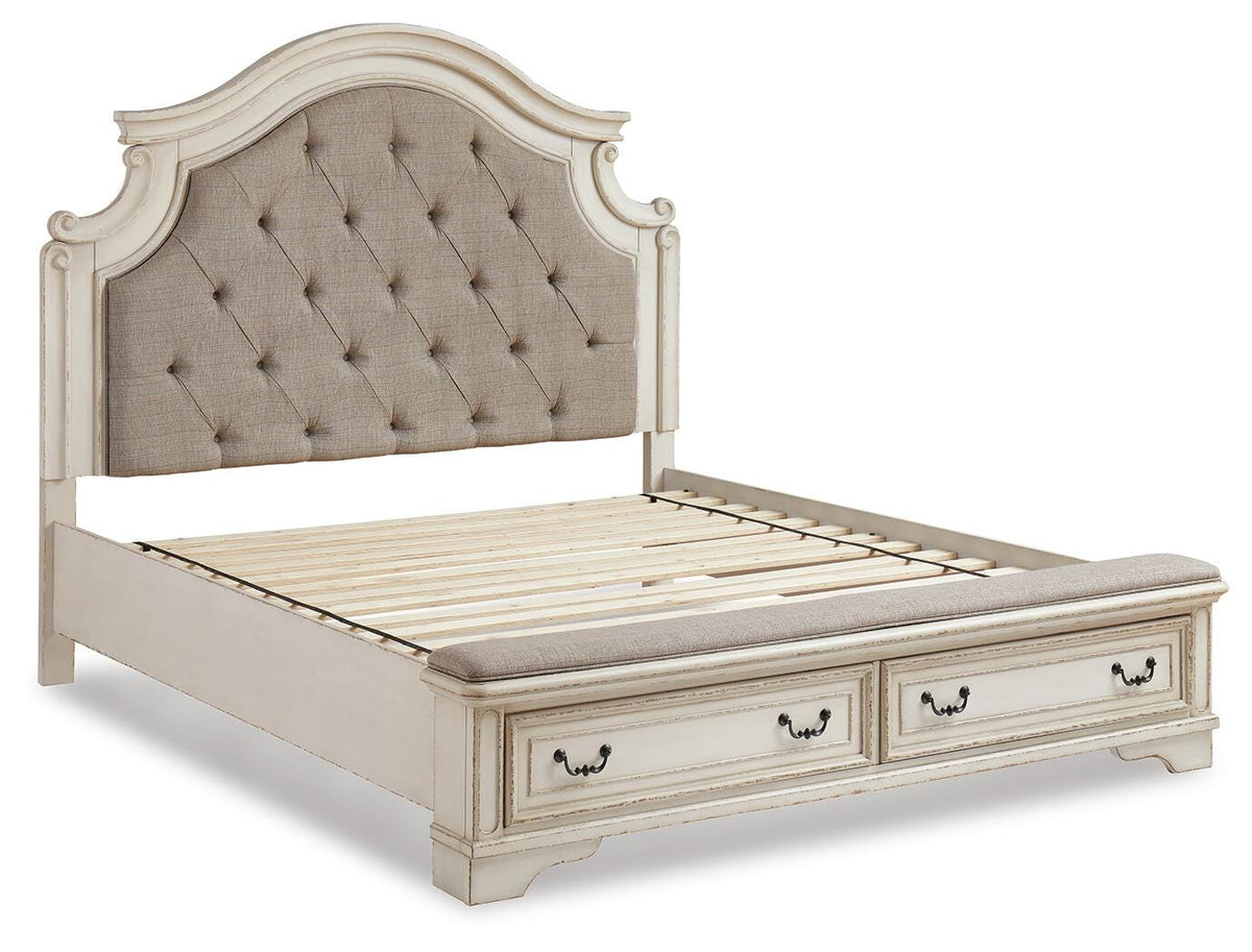 Realyn California King Upholstered Storage Bed in Two-tone, angle view
