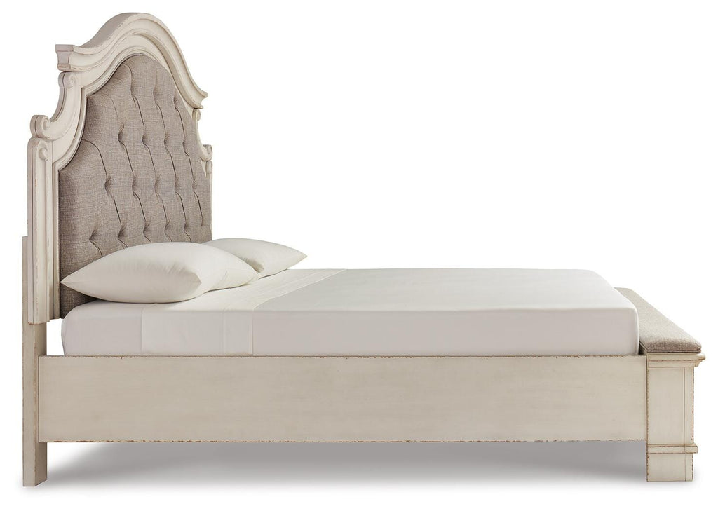 Realyn California King Upholstered Storage Bed in Two-tone, side view